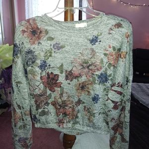 Gray floral loose top